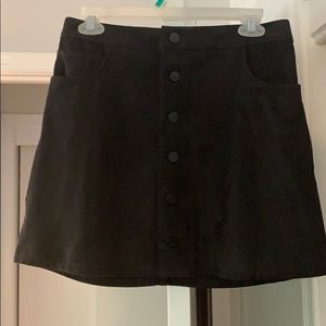Express suede black skirt with button up front.